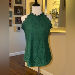 Elegant Green Lace Halter Top